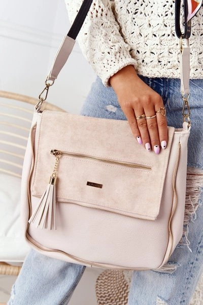 Torebka Listonoszka Z Odpinanym Paskiem LAURA BIAGGI Beżowa