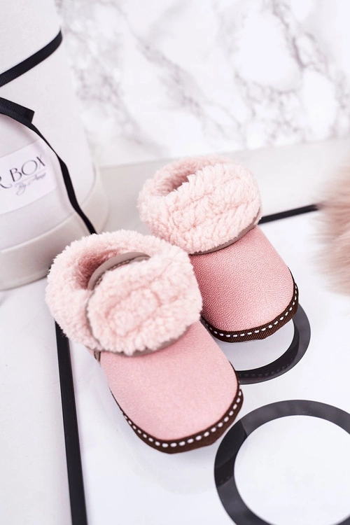 Dziecięce Ocieplane Papcie Z Kożuszkiem Różowe Cloudlet