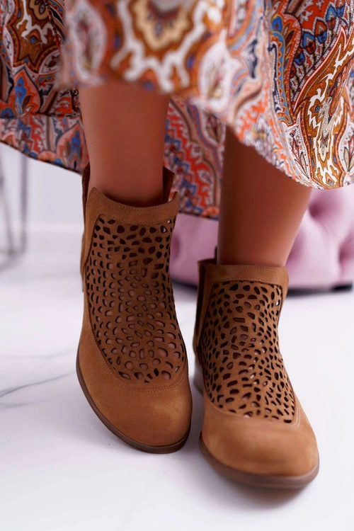 Botki Damskie Wiosenne Kowbojki Camel 2366 Draw