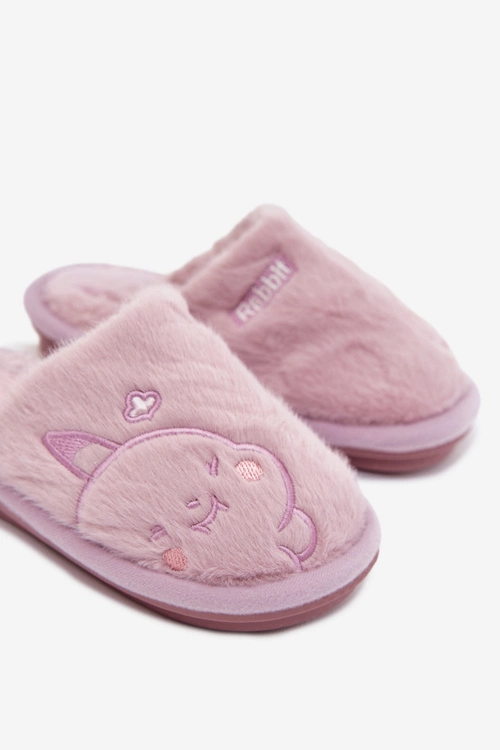 Kapcie Dziecięce Z Futerkiem Fioletowe Norene