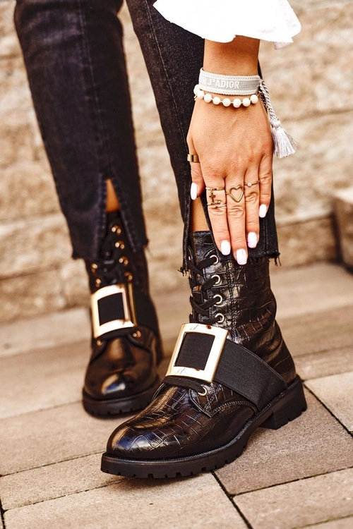 Botki Damskie z klamrą Happy Su Czarne