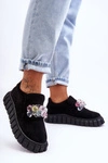 Modne Wsuwane Buty Sportowe Półbuty Z Ozdobą Czarne Desire