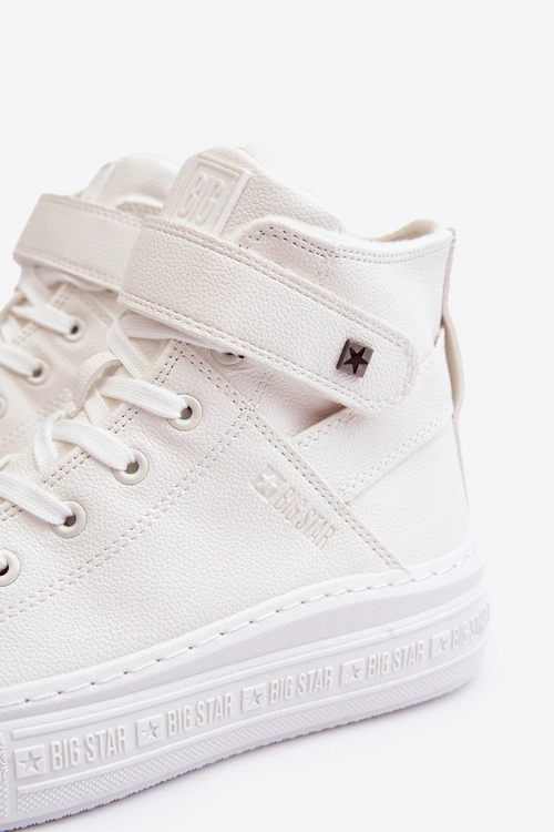 Trampki Damskie Ocieplane Na Platformie Big Star Białe MM274006