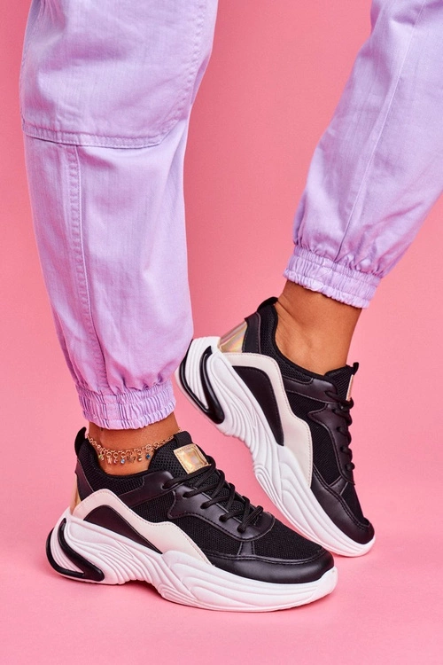 Sportowe Damskie Buty Kolorowe Czarne Pinner
