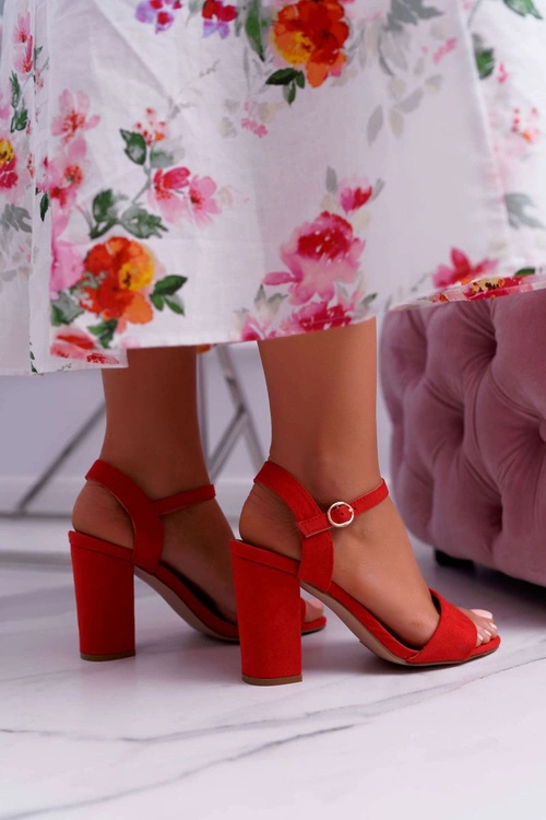 Sandały Damskie Zamszowe Czerwone Baloo