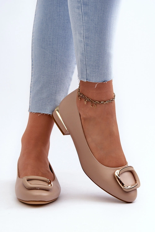 Baleriny Z Klamrą Sergio Leone BL203 Beżowe