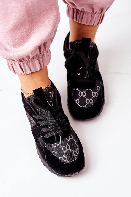 Sportowe Buty Sneakersy Czarno-Srebrne Aruba