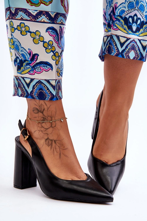 Klasyczne Czółenka W Szpic Na Słupku Czarne My Love