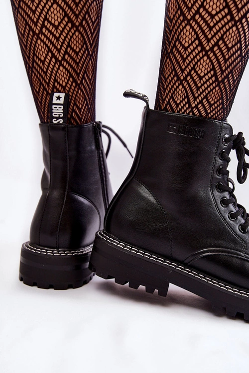 Damskie Botki Na Platformie Big Star KK274538 Czarne