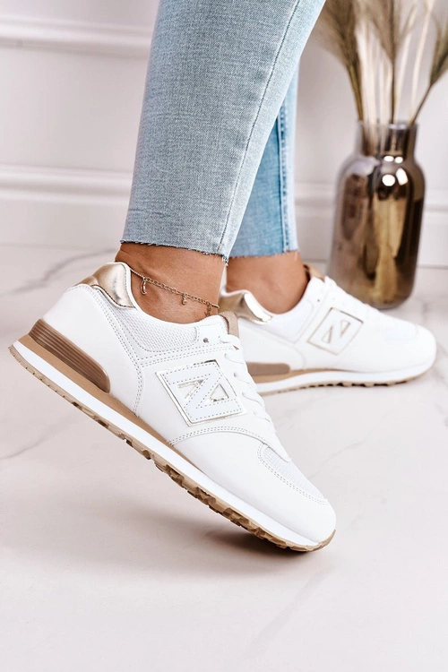 Damskie Sportowe Buty Sneakersy Biało-Złote Last Minute