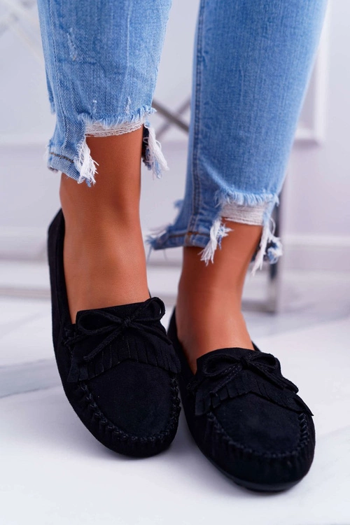 Mokasyny Damskie Zamszowe Czarne Espanto