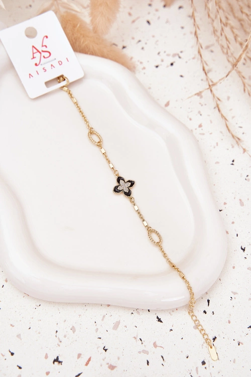 Bransoletka Z Koniczynką Stal Chirurgiczna Złota