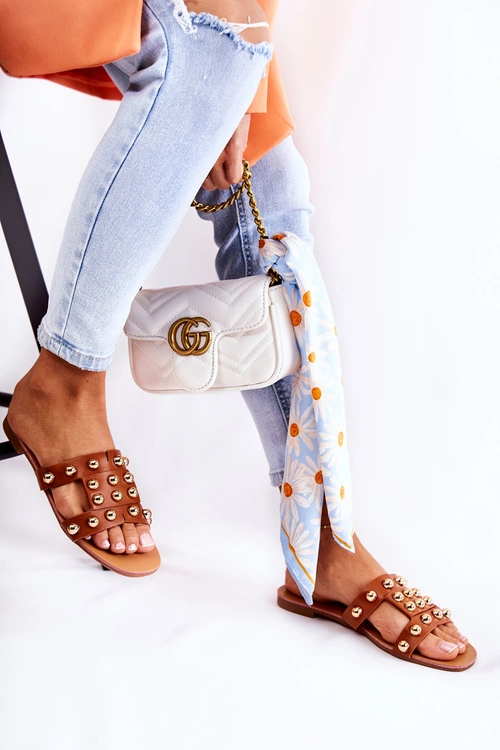 Damskie Klasyczne Klapki Z Ozdobami Brązowe Scotlyn