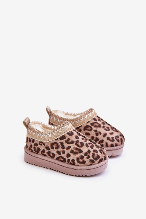 Śniegowce Botki Dziecięce W Panterkę Na Platformie Ocieplane Futerkiem Brązowe Vilabria