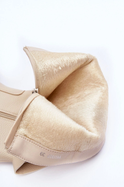 Kozaki Z Cholewką Do Połowy Łydki Jasnobeżowe Lizames