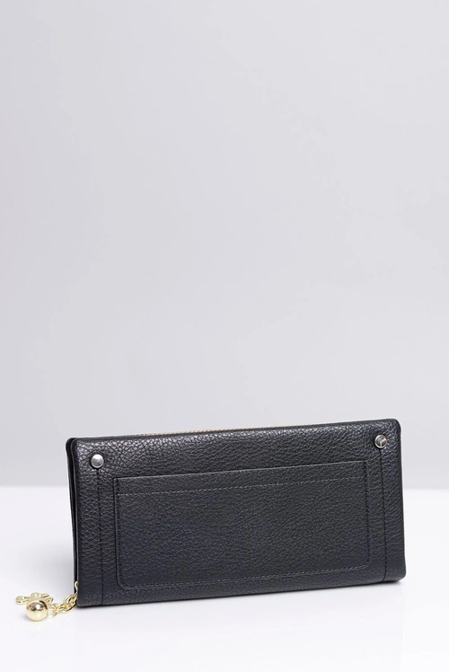 Duży Damski Czarny Portfel z Kieszonką