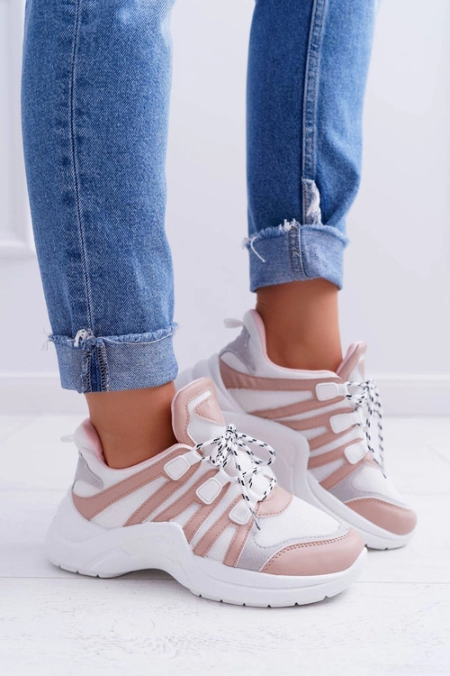 Sportowe Damskie Buty Gruba Podeszwa Nude Fina