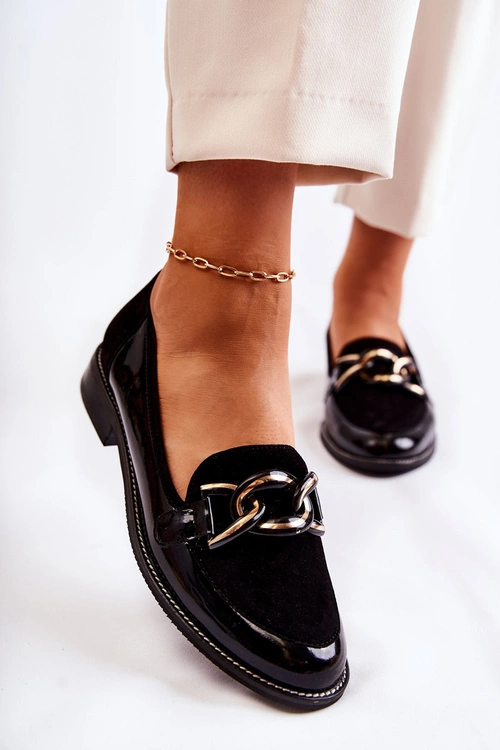 Klasyczne Mokasyny Z Łańcuchem Laura Messi 2531 Czarne