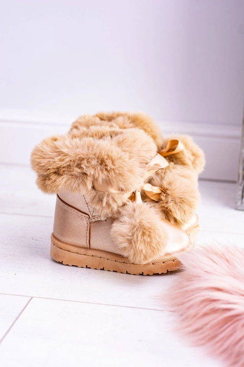Ocieplane Dziecięce Młodzieżowe Botki Śniegowce Champagne Roofy