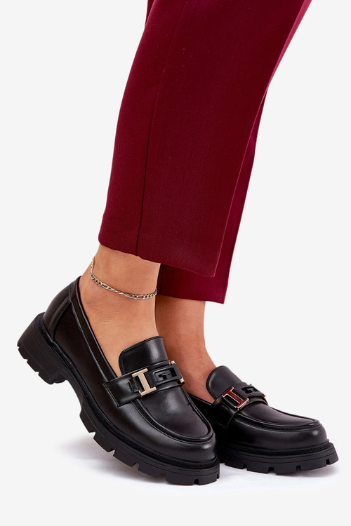 Mokasyny Damskie Z Eko Skóry Czarne Lomnela