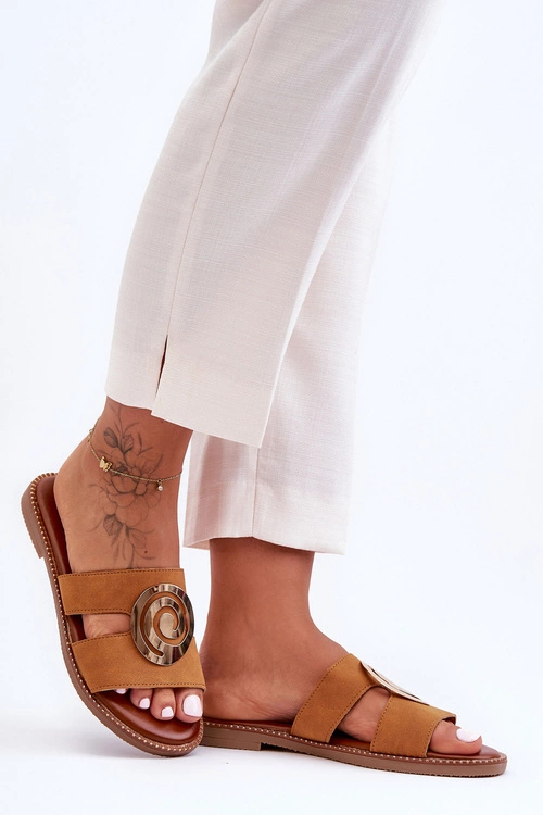 Modne Klapki Z Lustrzaną Ozdobą Camel Deep Breath