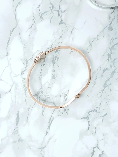 Damska Bransoleta Stalowa Kwiat Różowe Złoto FlowerTail