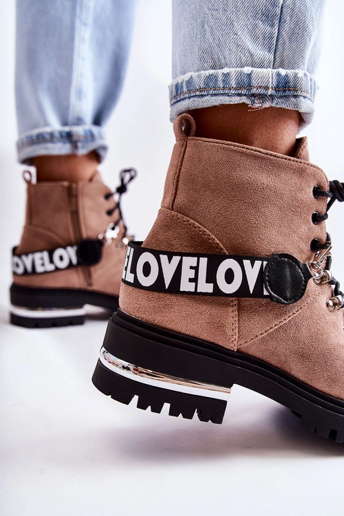 Zamszowe Ocieplane Botki Z Paskiem Brązowe Aurelio