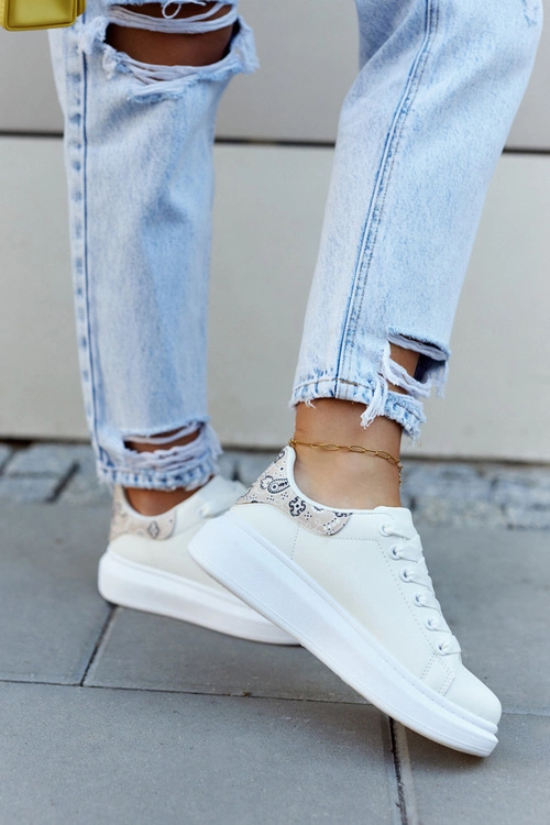 Klasyczne Damskie Sportowe Buty Biało-Beżowe Meleris