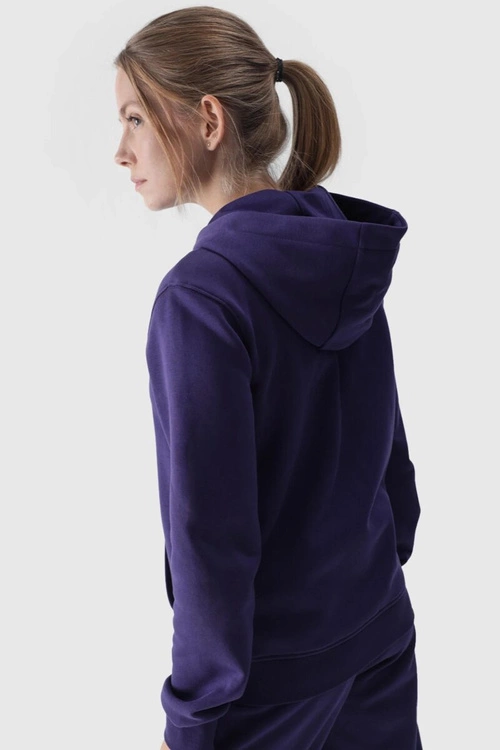 Bluza Damska Dresowa Z Kapturem Rozpinana Bawełniana 4F Granatowa 4FWMM00TSWSF1467-31S