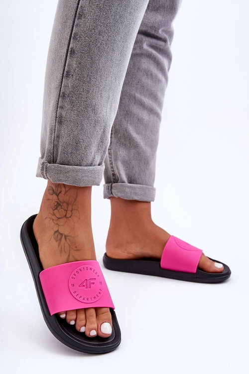 Damskie Sportowe Klapki 4F 4FSS23FFLIF069-55S Różowo-Czarne