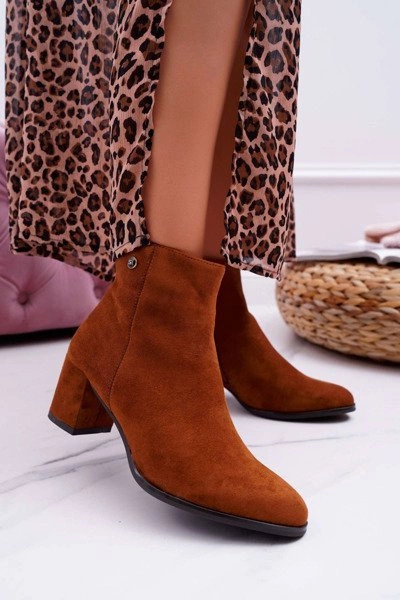 Botki Damskie Na Obcasie Sergio Leone Camel BT520