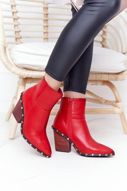 Damskie Kowbojskie Botki Na Obcasie Lu Boo Czerwone