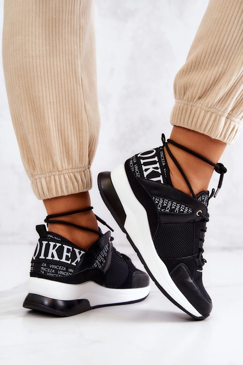 Sportowe Buty Sneakersy Na Koturnie Czarne Lorey