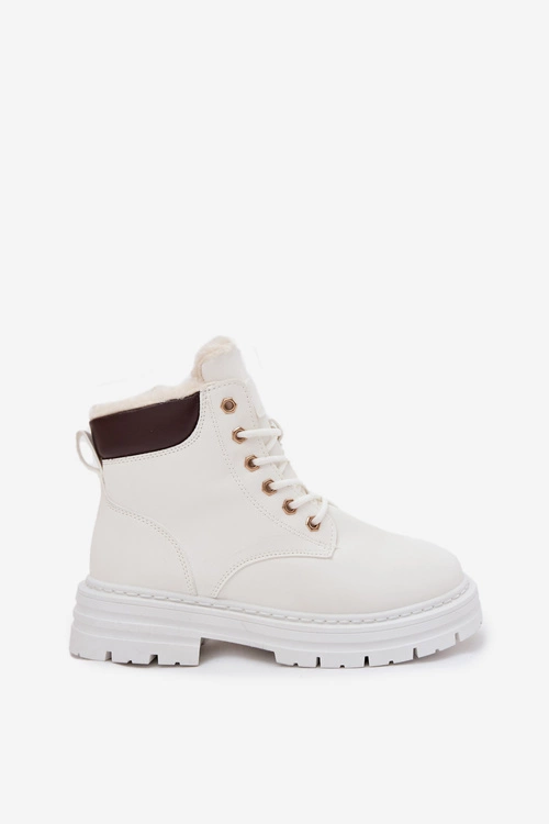 Trapery Damskie Ocieplane Futerkiem Na Zamek Białe Tharika