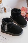 Śniegowce Botki Ocieplane Dziecięce Czarne Leonora