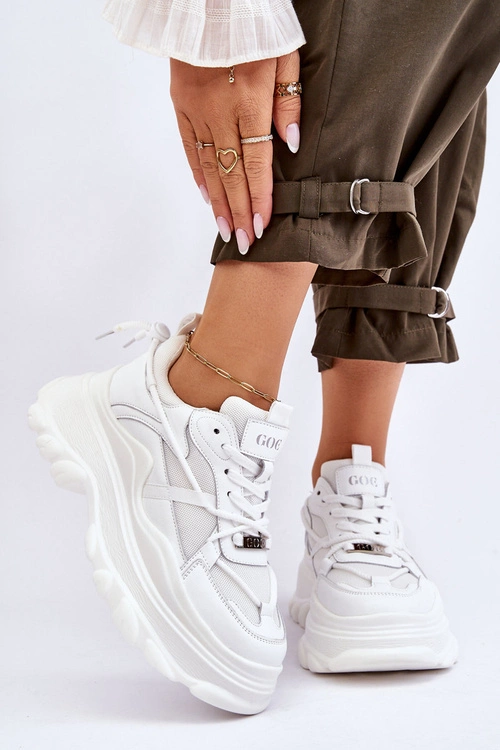 Buty Sportowe Na Masywnej Platformie GOE LL2N4029 Białe