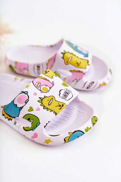 Lekkie Dziecięce Klapki Dinozaury Białe Astro