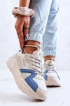 Damskie Sneakersy Memory Foam Big Star JJ274600 Beżowo-Niebieskie