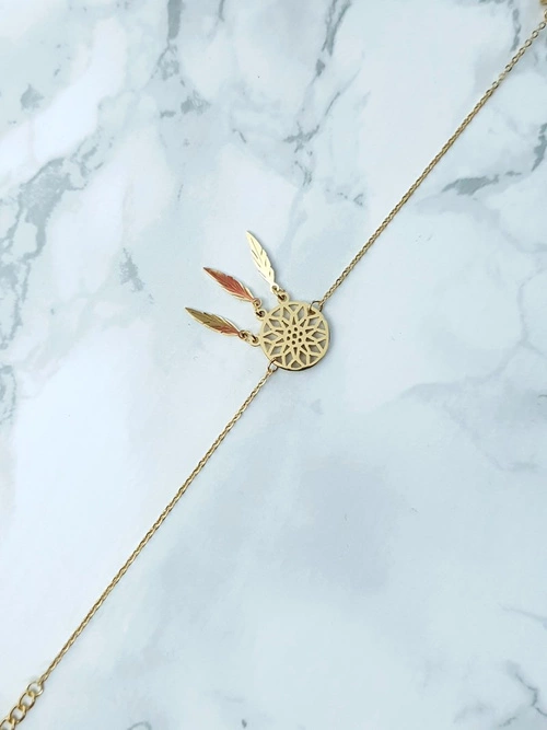 Damska Bransoleta Na Łańcuszku Łapacz Snów Złota Melody