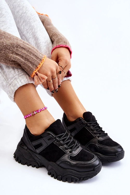 Modne Buty Sportowe Sneakersy Czarne Frezio