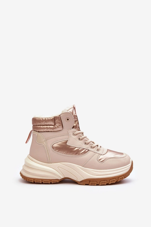 Ocieplane Buty Sportowe Damskie Sznurowane Beżowe Dejana