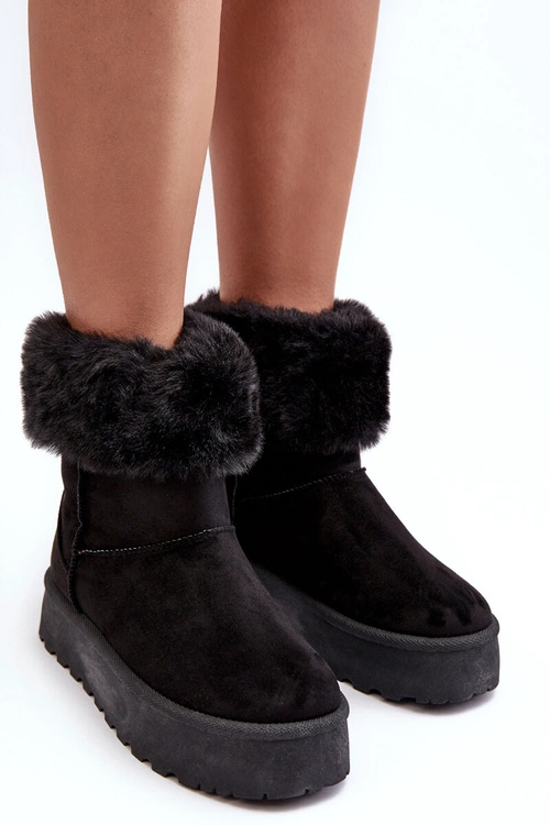 Damskie Śniegowce Z Futerkiem Czarne Rainsa