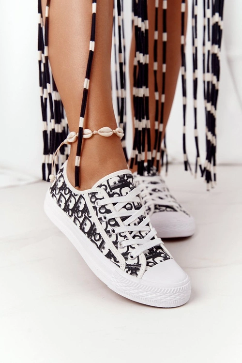 Damskie Logowane Trampki Biało-Czarne Day Off