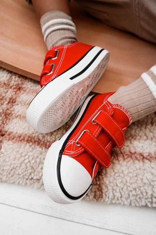 Dziecięce Materiałowe Trampki Na Rzep BIG STAR KK374082 Czerwone
