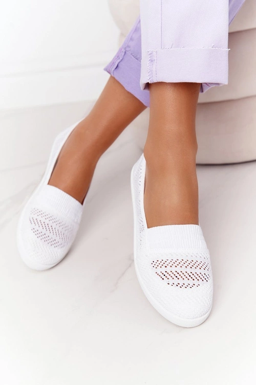 Ażurowe Wsuwane Tenisówki Slip-On Białe Chillout