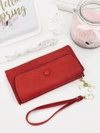 Duży Damski Czerwony Portfel z Brelokiem Serduszko