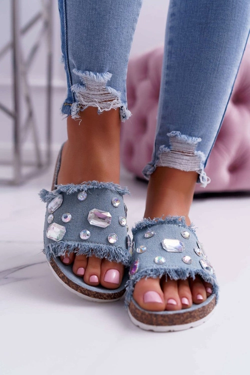 Klapki Damskie z Cyrkoniami Jeans Koko