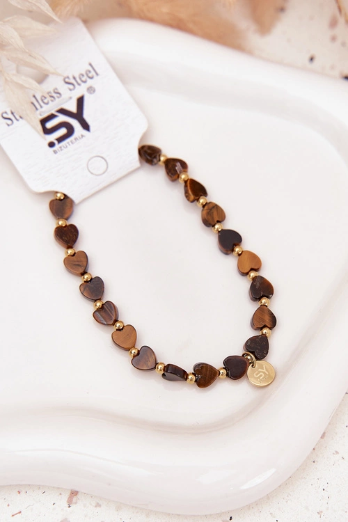 Bransoletka Serduszka Ze Stali Chirurgicznej Brązowa