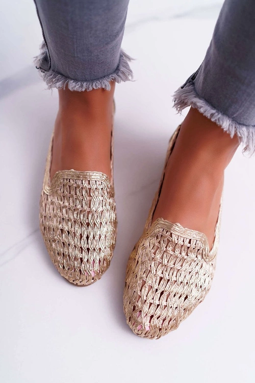 Baleriny Damskie Lu Boo Plecione Złote 4Ever