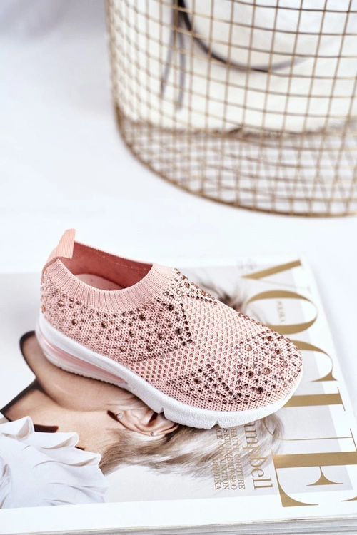 Obuwie Sportowe Dziecięce Z Cyrkoniami Różowe Linda